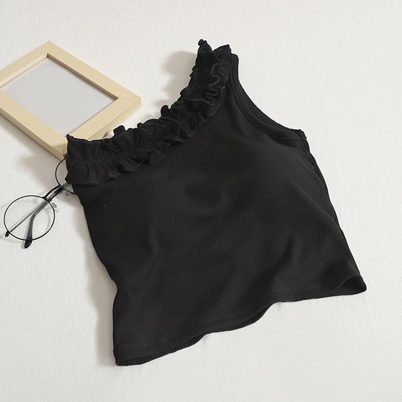 

Женские топы на бретелях, однотонные тонкие топы без рукавов с диагональю на одно плечо One Size