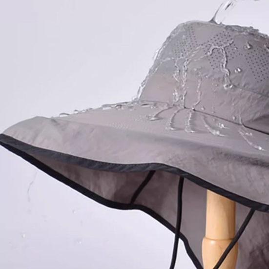 Fisherman Hat Wide Brim Shawl Design Big Head Circumference Quick-Drying Hat Extra Large Brim Neck Shawl Sun Protection Hat
