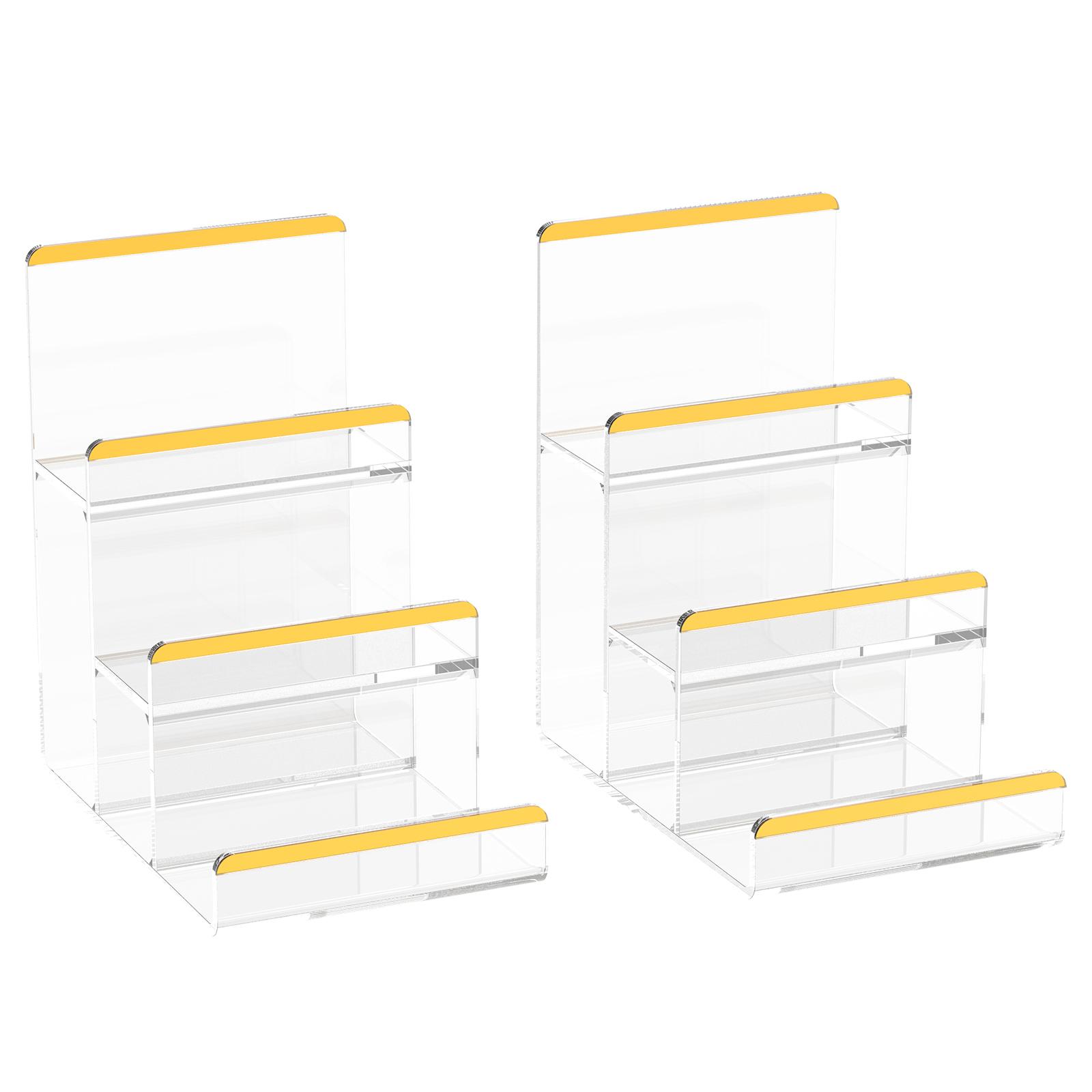 

2 Pcs Acrylic Display Stand 3/4 Tier Wallet Display Stand Women Handbag Purse Display Shelf Jewelry Racks Makeup Storage Shelves