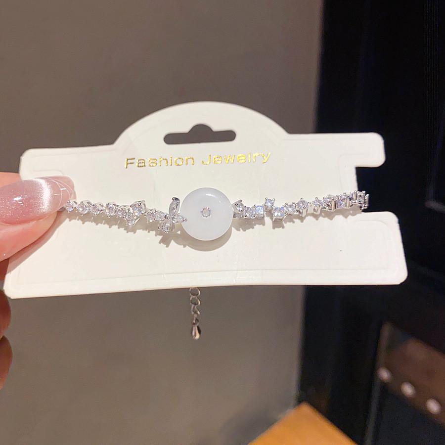 Новый круглый браслет с цирконами в китайском стиле для женщин Идеи подарков белый