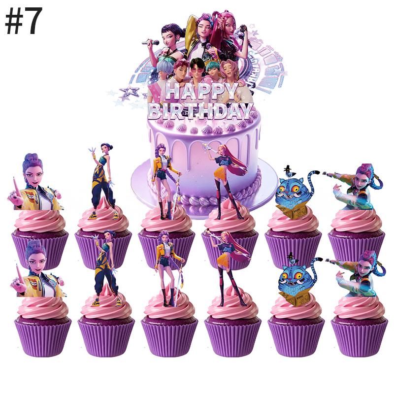 Demonœ Hunters Birthday Party Decor Tableware Banner Kids Birthday Balloon Cake Topper Decor  Kpop Anime Party Supplie Set