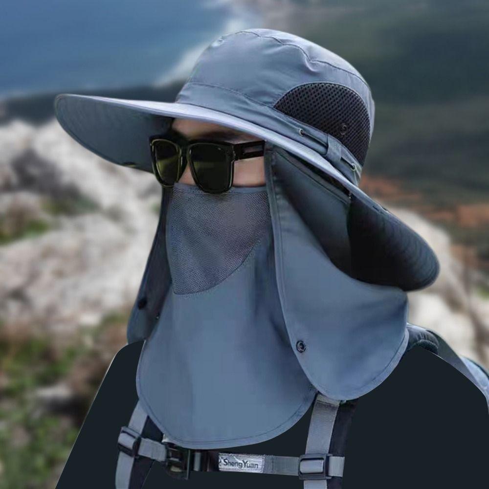1Pcs Full Face Cover Fishing Hat Sun Cap Summer Hat Outdoor Anti UV Hiking Hat Women Men