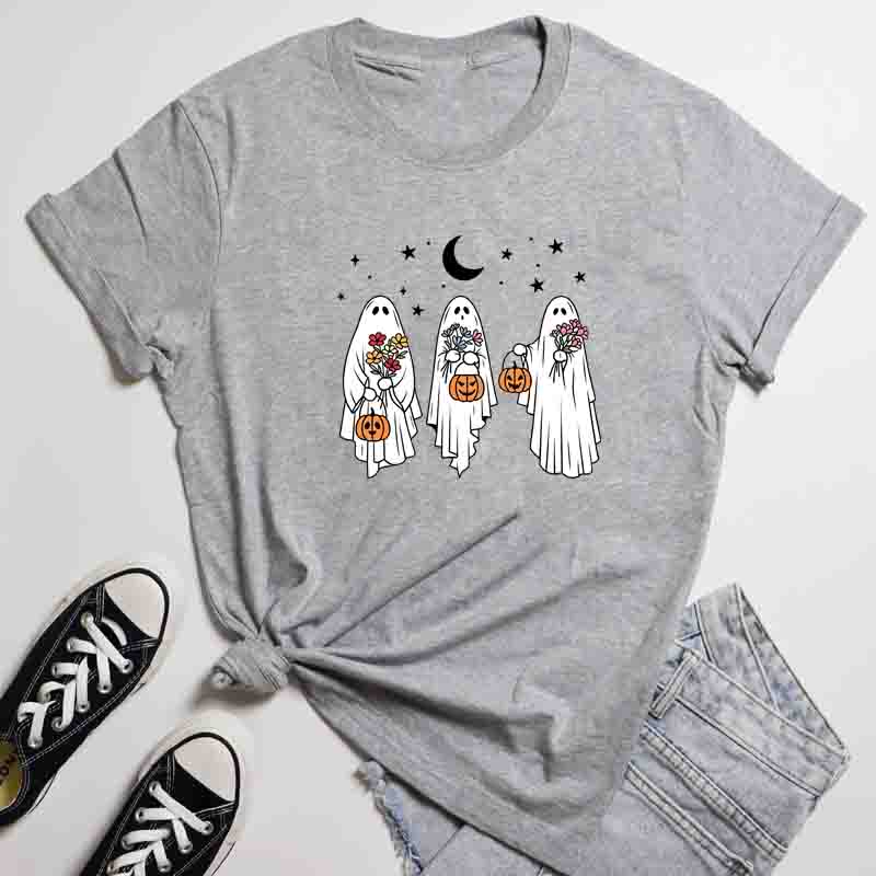 Retro Floral Ghost Squad TShirt Retro Unisex Spooky Season Fall Tee Botanical Cottagecore Haunted Garden Halloween Gift