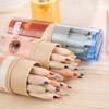 12 Stück/Schachteln Niedliche Holzfarbstifte Kindergeschenk Malstift Schreiben 12 Farben mit Spitzer Schüler Schreibwarenzubehör