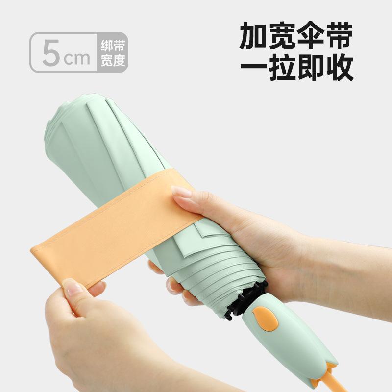 Three-fold tulip handle parasol sunscreen colored glue sun umbrella men's and women's simple folding umbrella