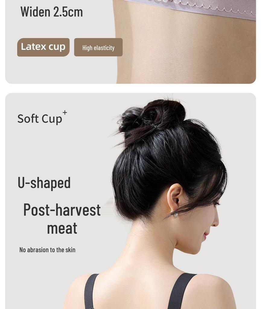 Adjustable Wire-Free Push-Up Lace Minimizer Bandeau Bra with Anti-Sagging Side Support