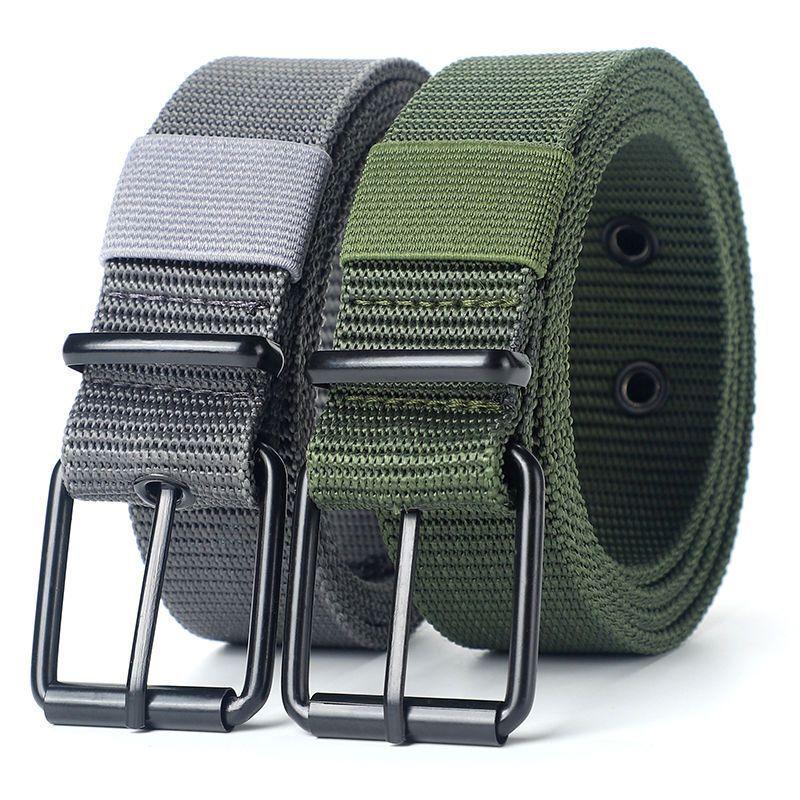 Mens Woven Fabric Belt With Pin Buckle In Black For Business Casual And Daily Wear