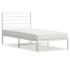 Metal Bed Frame with Headboard White 90x200 Cm