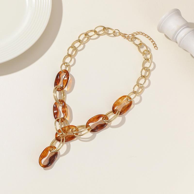 Accessories, Portia Acrylic Metal Necklace, Neck Chain For Women, Exaggerated Hip-Hop Punk Short Necklace.