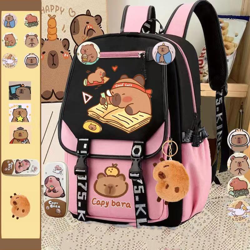 New Capibala Schoolbag for Students In Grades 1-6 Large-capacity Lightweight Wear-resistant Multifunctional Ridge Protection Backpack