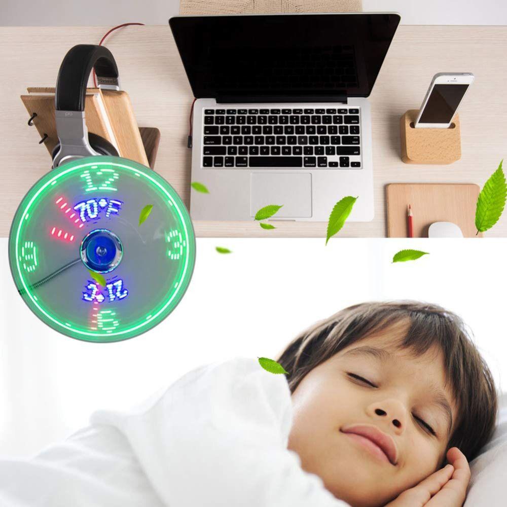 Time Temperature Display Clock Cool  Fan Flexible Gooseneck LED Clock  Fan Hand   PC Notebook