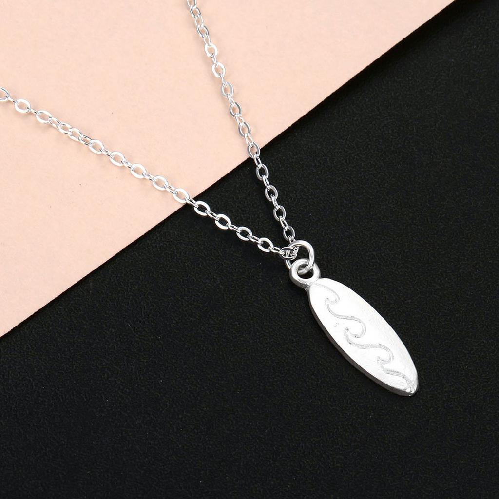 Kinitial Fashion Ocean Wave Surfboard Necklace For Women Man Lover's Sharp  Surfboard Shape Pendant Necklace Engagement Jewelry