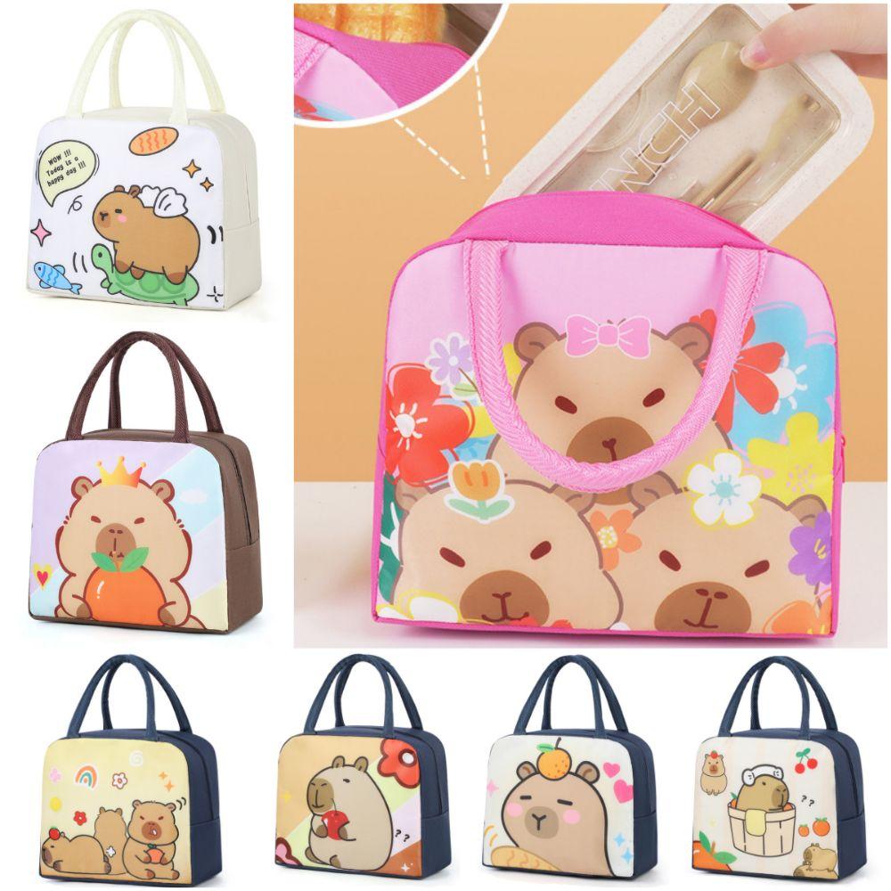 Large Capacity Insulated Lunch Bag Multicolor Cartoon Pattern Aluminum Foil Handbag Waterproof Insulated Lunch Box Bag Outdoor