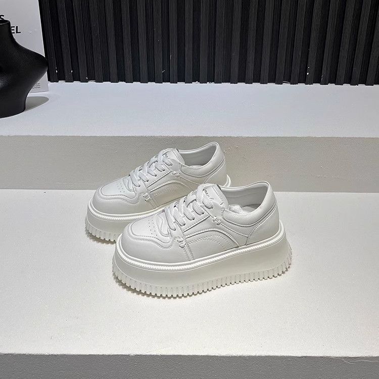 

Маленькие белые туфли на толстой подошве с увеличением высоты, женские, осенние новинки, подошва-маффин, кампус, спорт и отдых, обувь для скейтборда, тренд 40 белый