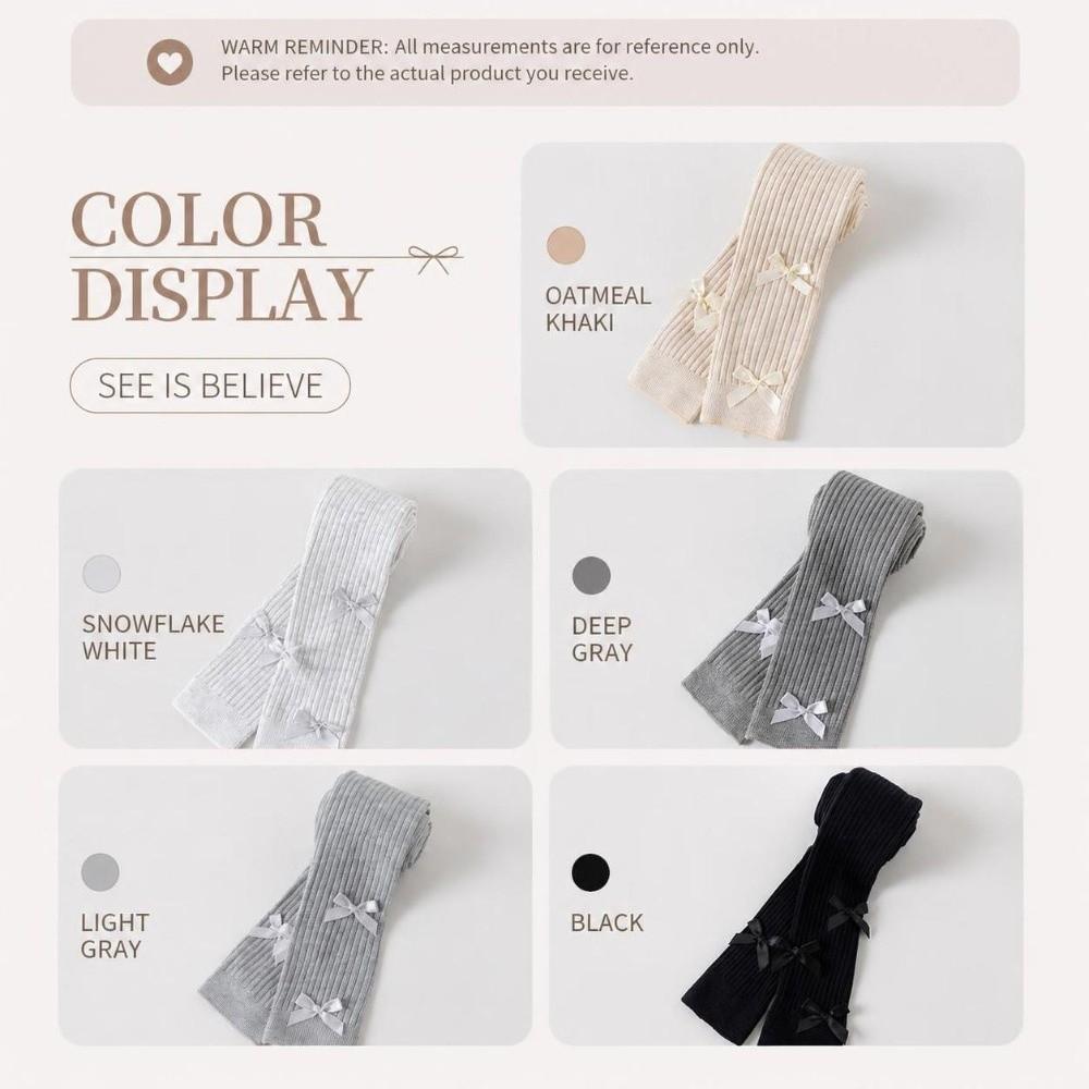 Striped Kids Ribbed Tights Slim-Fit Children Ankle Pants Girls Bow Leggings  Girls 1-6 Years Old