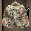Summer Oversized Shorts Men Colorful Graffiti Print Shorts Couple Five-point Shorts Short Pants