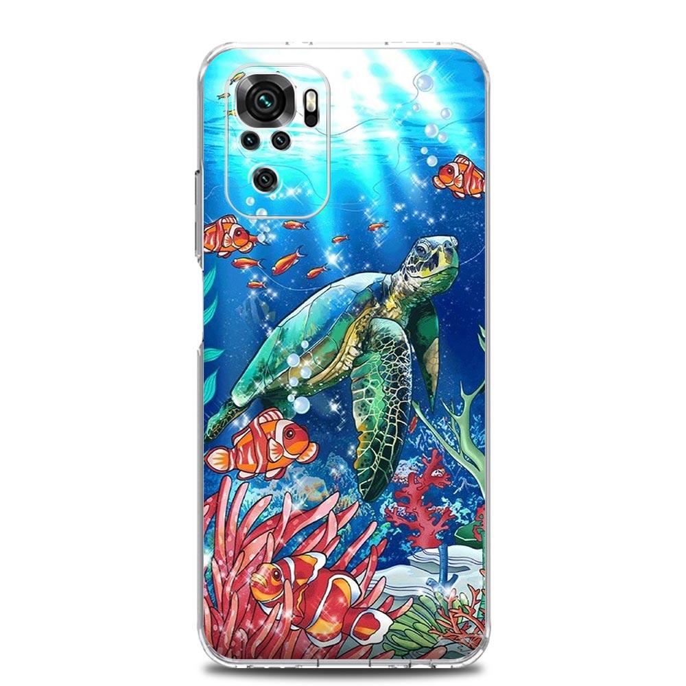 

Phone Case For Xiaomi Redmi Note 13 12 5G 9S 9 8 10 11 Pro Plus 4G 9T 13C 12C 10C 9C 9A 7 lovely Cartoon sea turtle ocean blue Redmi 13C