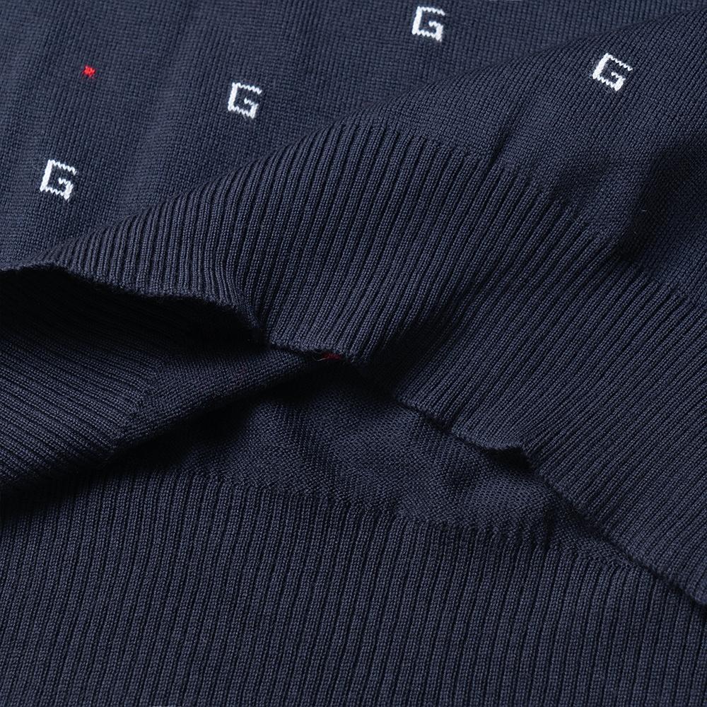 Gucci Jacquard-Motif V-Neck Jumper 'Navy' Men's 545628XKABL