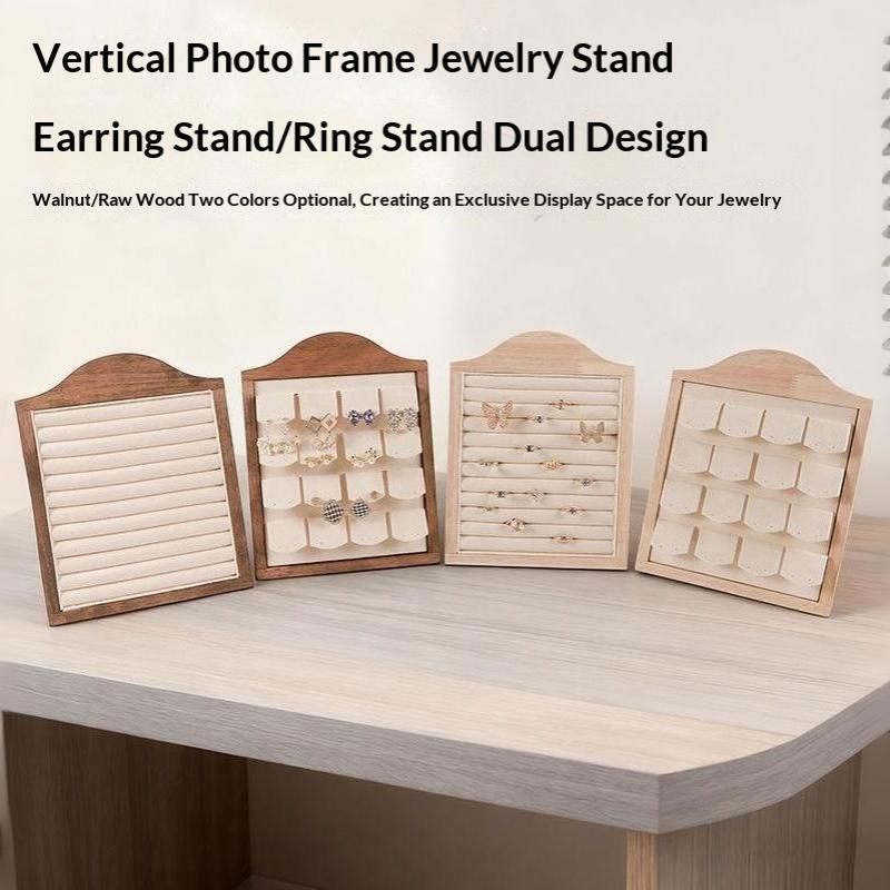 Wooden Ring Display Stand Soft Velvet Lining Large Capacity Smooth Finish Jewelry Rack for Commercial Personal Jewelry Display
