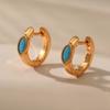 French 18k Gold Plated Blue Natural Turquoise Geometric Fashion Earrings For Women