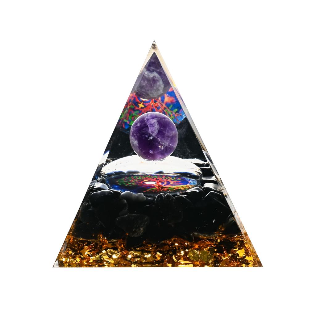 Orgonite Crystal Object, Orgone Pyramid Tower, Energy, Nature, Reiki, Healing, Chakra, 6cm x 6cm (20)