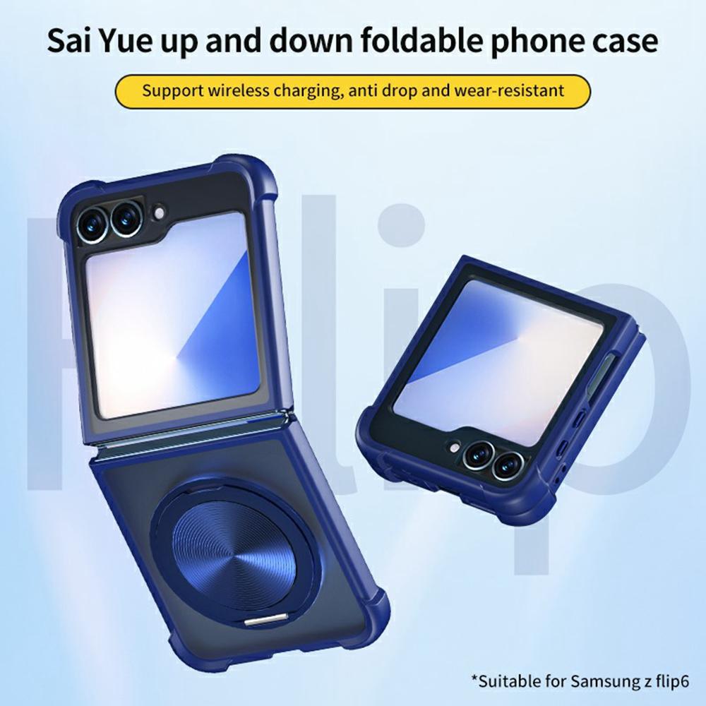 For Samsung Galaxy Z Flip7 FE 5G/Z Flip6 5G/Flip5 5G Magnetic Case CD Vein Kickstand Shockproof TPU + PC Phone Cover