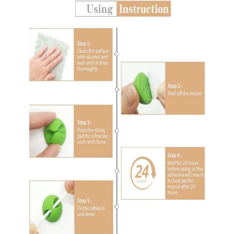 Organizer na kable 6 szt. Klips do kabli Biurko Porządek Organizer Nawijarka do kabli Przewód Kord Uchwyt na kabel ładowarki USB Organizer Stały zacisk