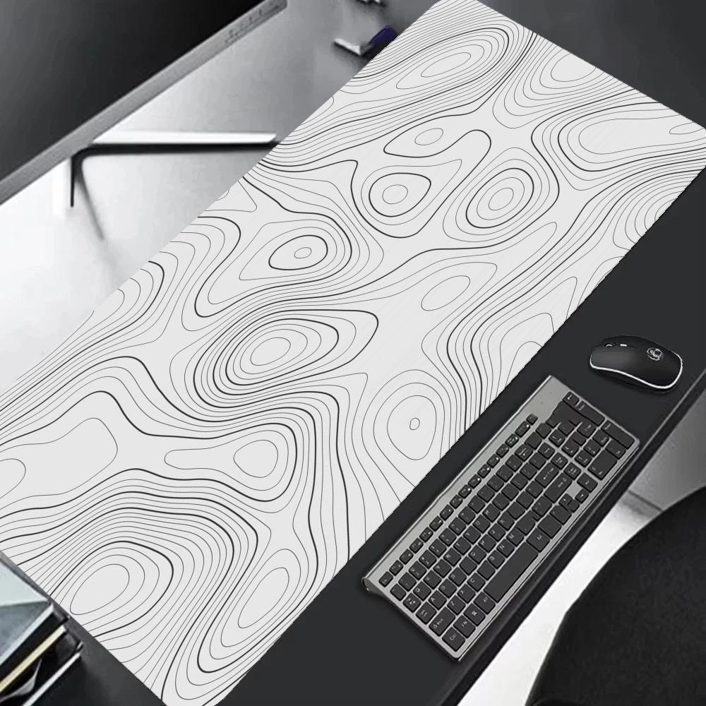 Xxl Desk Mat Black And White Strata Liquid Mousepad Large Abstract Mouse Pad Gaming Deskmat With Lockedge Office NonSlip Xaxc