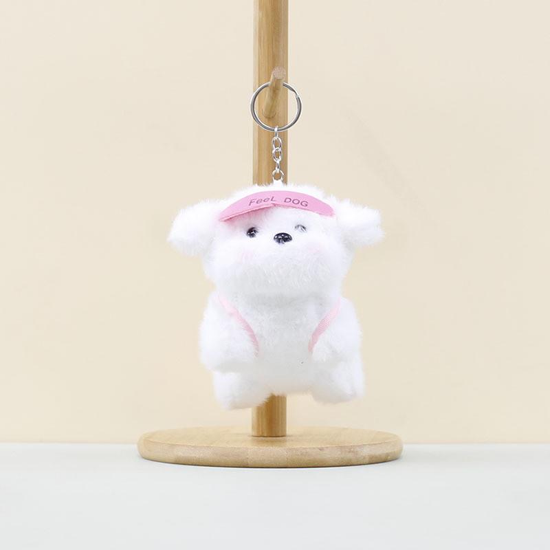 Adorable Cartoon Dog Plush Toy Keychain Cute Pink Yellow Blue Dog Figure Accessory