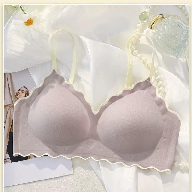 Women Seamless Invisible Thin Wireless Comfortable Push Up Sleep Bra With Thin Straps