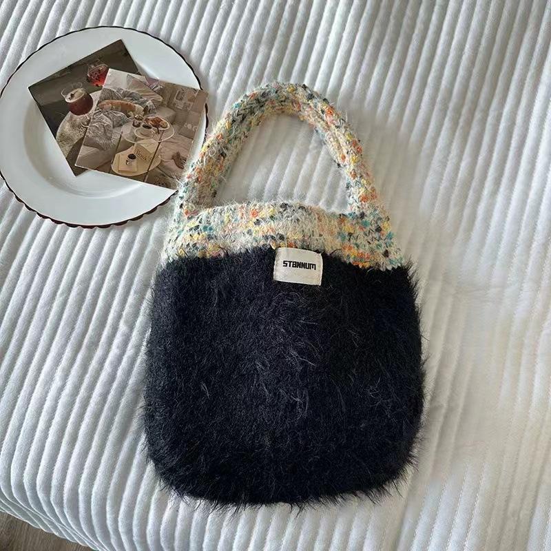 Handbags for Women Korean Knitting Fashi Spring Autumn Fashi Patchwork Girls Handbag