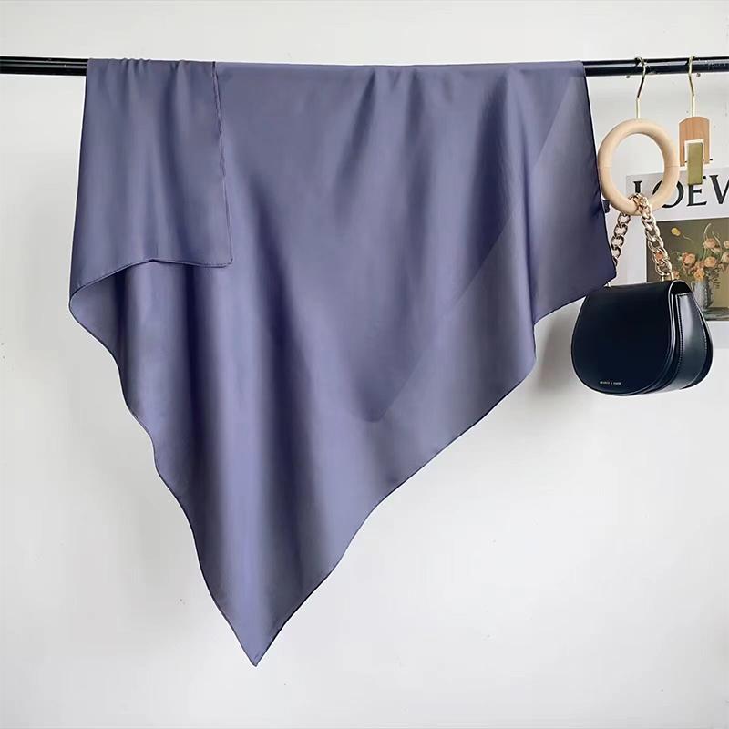 90Cm Solid Colors Neckerchief Hijab Scarf For Women Silk Satin Headband Hair Scarves Female Square Shawls Head Scarfs For Ladies