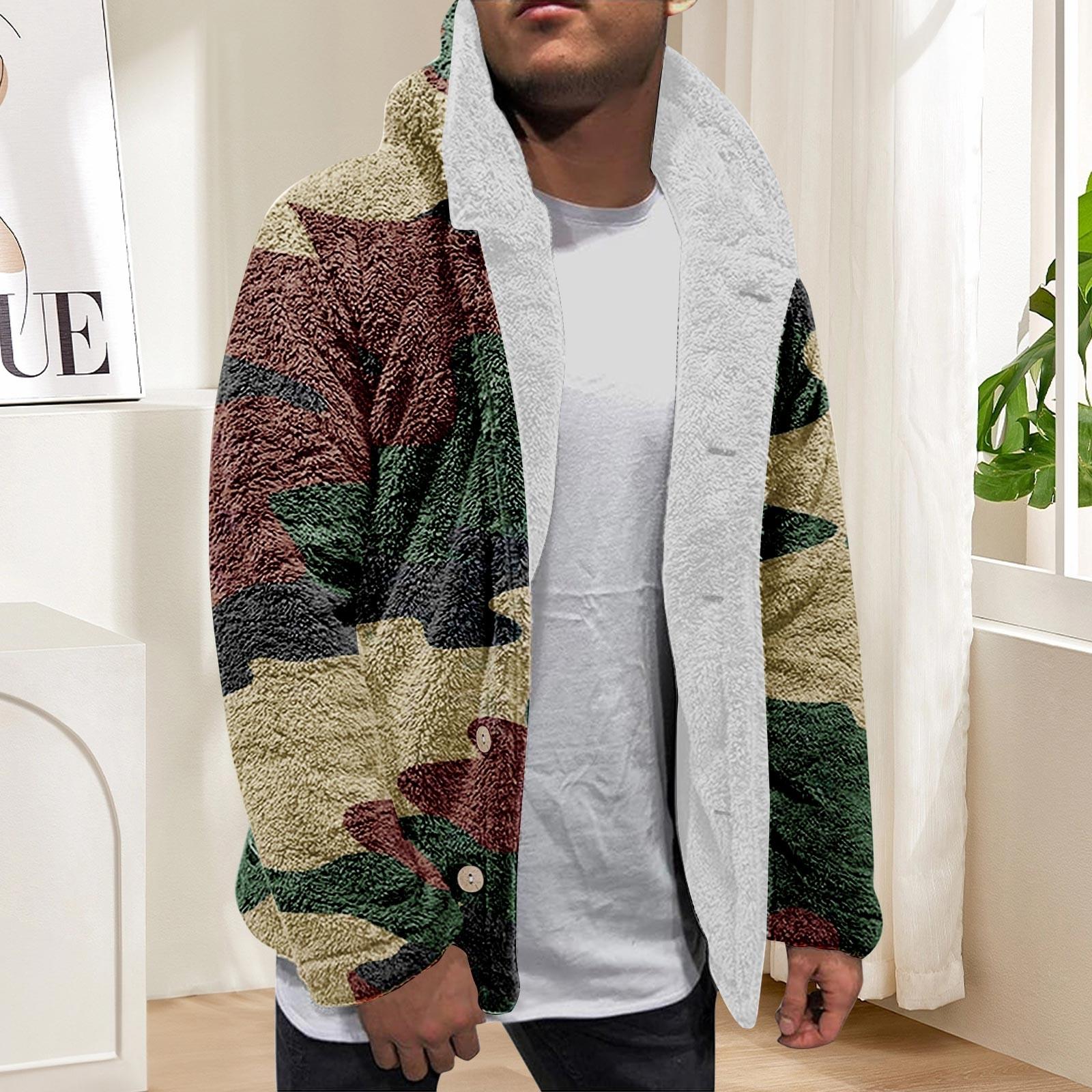 

Мужская зимняя флисовая толстовка с капюшоном на молнии с накладным карманом, повседневная куртка L хаки