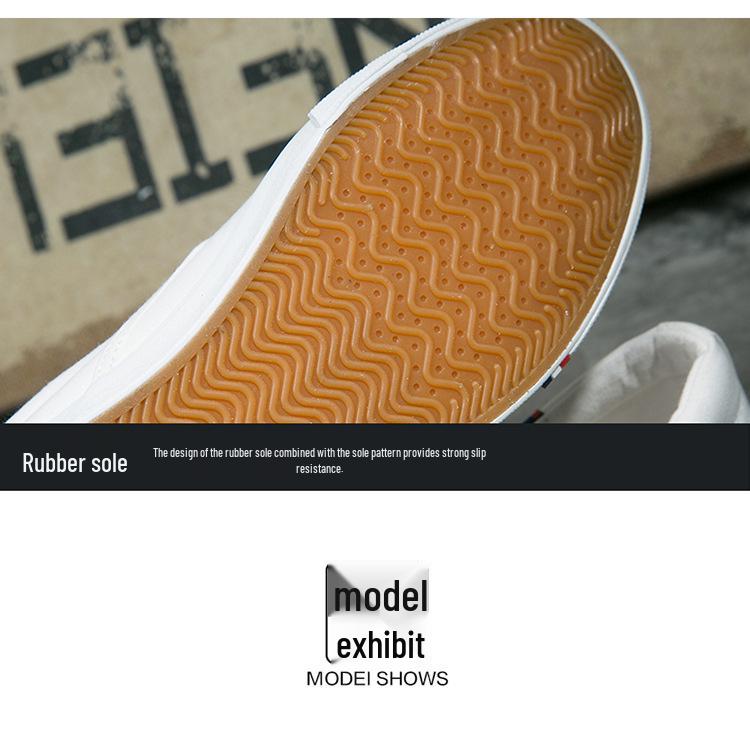 Spring Korean Slip-On Canvas Shoes: Men's & Unisex Breathable, Fashionable White Shoes, Extra Large Sizes