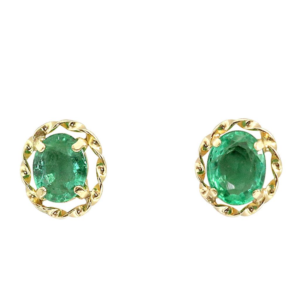 Emerald Earrings 18K Yellow Gold K18 18K Green Single Earrings for Both Ears [Barzaz] Women's
