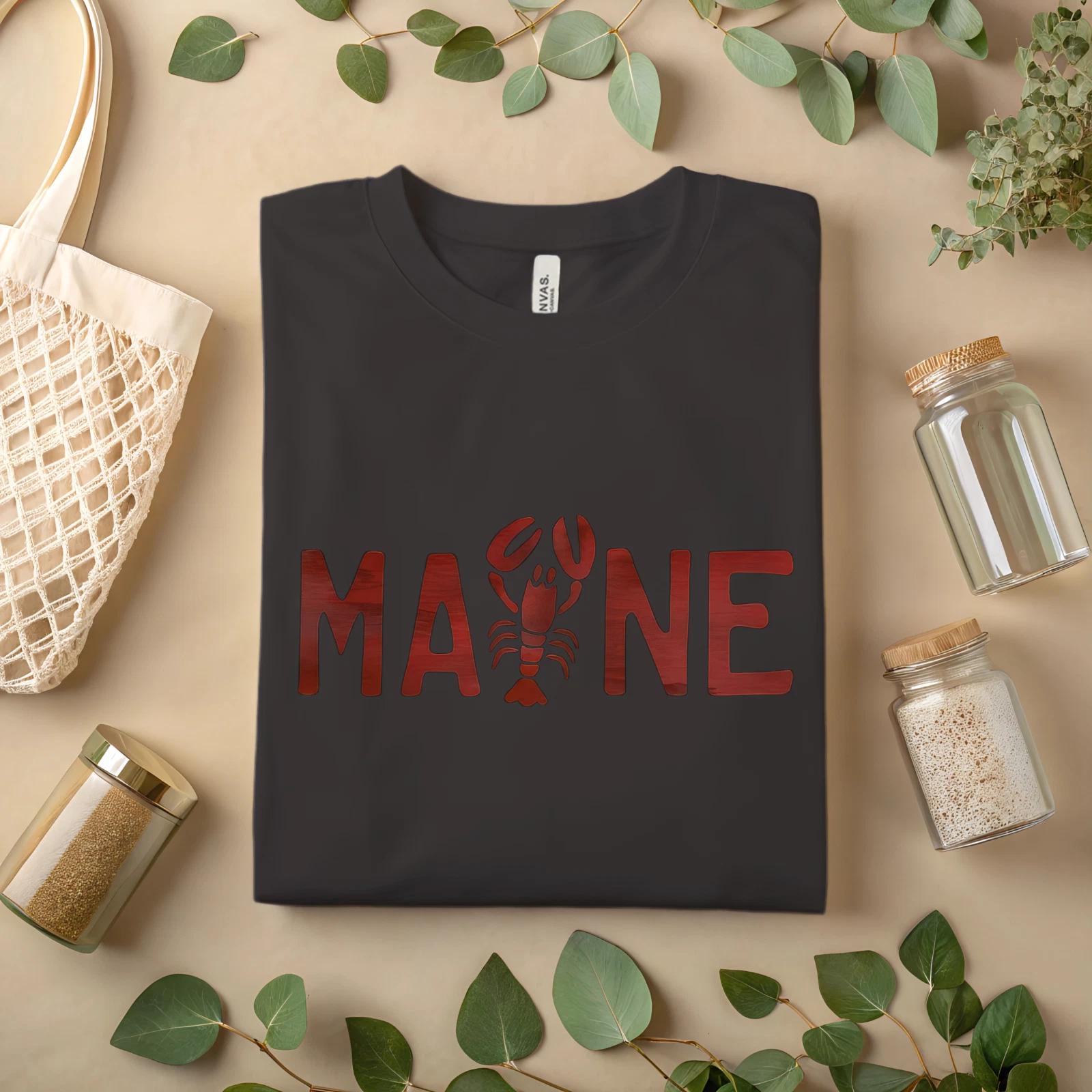 Maine Lobster T-Shirt – Rustic Coastal Graphic Tee A492 2XL