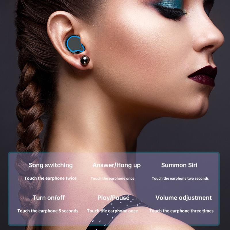New Product Wireless Dual -ear TWS Charging Display Touch 5.1 Bluetooth Headset