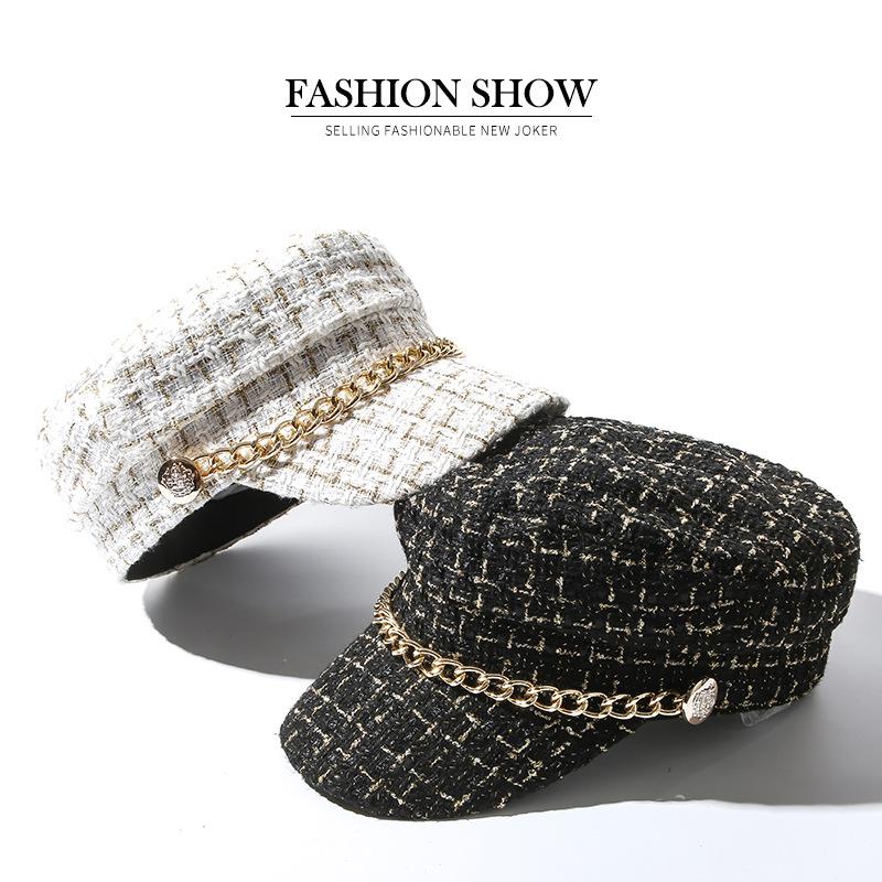 Autumn and Winter Navy Hat Showing the Face Small Casual Versatile Warm Woolen Painter Newsboy Hat