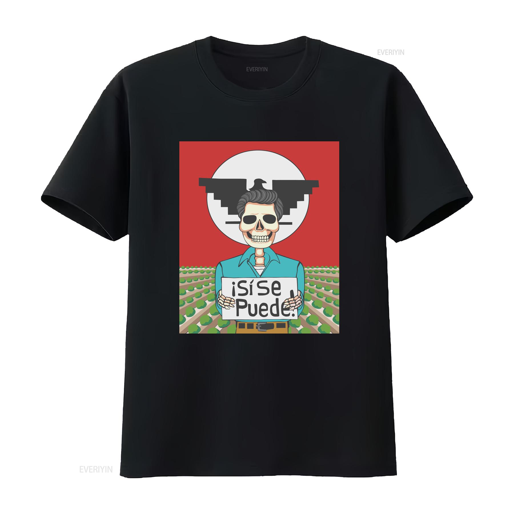 

Si Se Puede Cesar Chaves t shirt vintage Washed Comfortable streetwear Slightly Unisex Versatile fashion homme Breathable 4XL