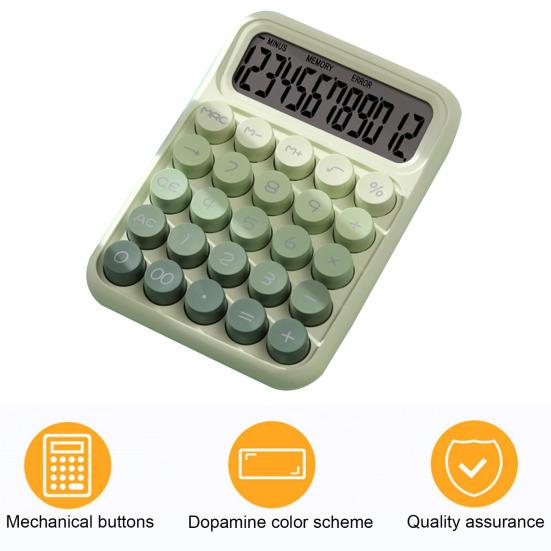Mechanical Calculator with Large LCD Display Vintage Gradient Color 12-digit Desktop Calculator for Home Office