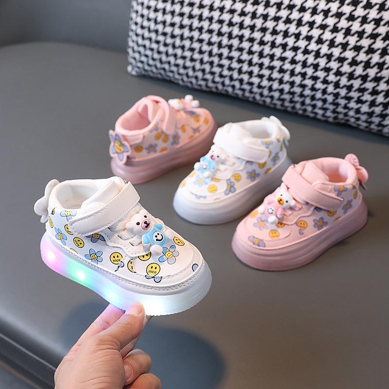 Spring children's LED lighting shoes new girls' casual shoes anti slip boys' sports shoe fashion girls' shoe comfort boys' shoes