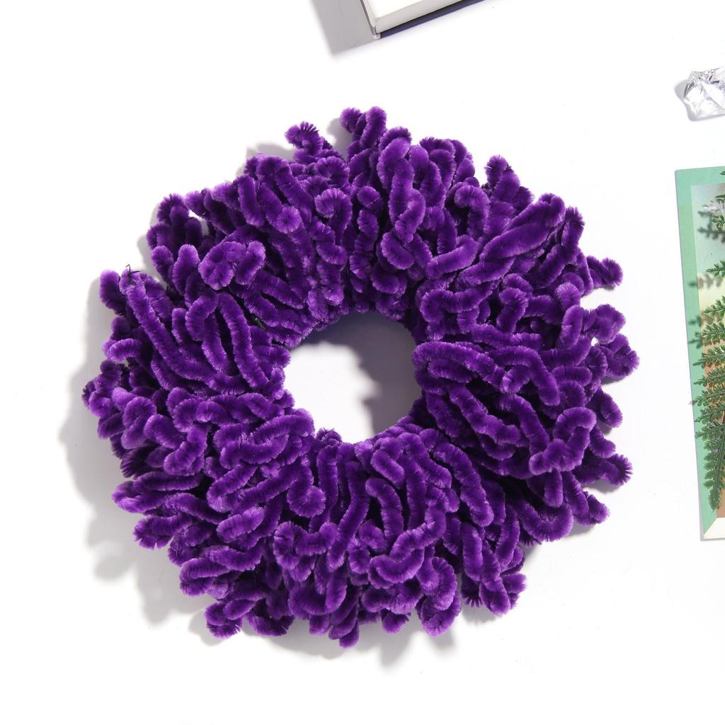 Handmade Wool Hair Tie - Ethnic Style Golden Velvet Flower Headwear, Multi-color Options