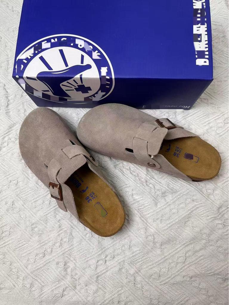 BK Half-Covered Genuine Leather Unisex Slippers with Cork Toe Cap - Versatile Casual Outdoor Wear by Birkenstock
