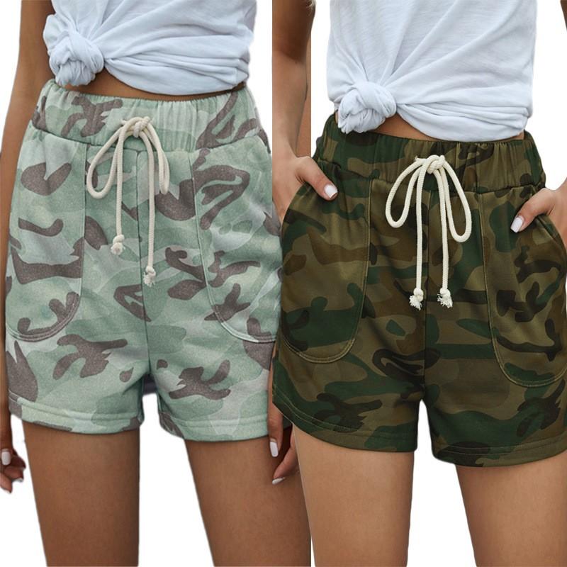 

Women s Casual Lace-up Camouflage Mid-Rise Shorts L