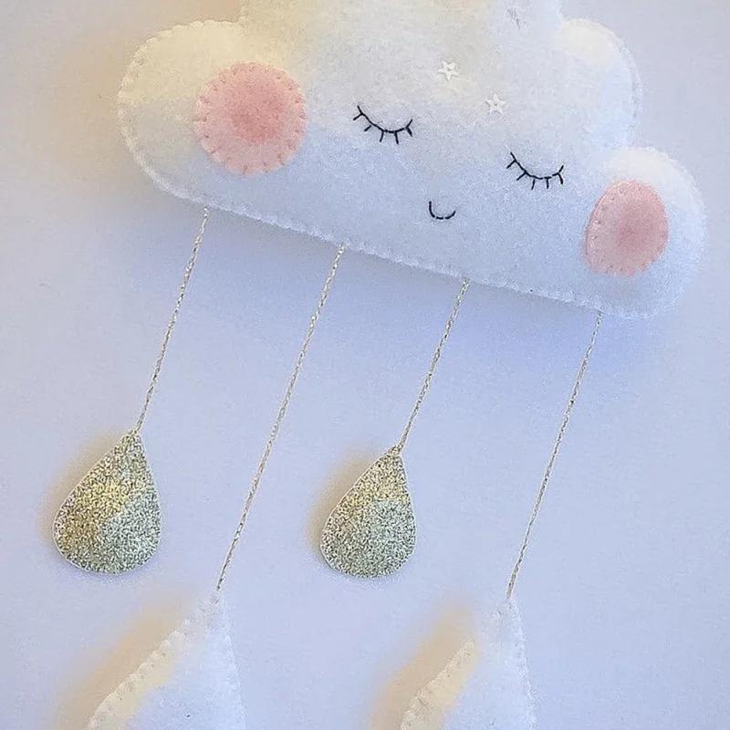 Cute Smiling Clouds Nordic Wind Baby Kids Room Nursery Home Cloud Raindrop Wall Hanging Decor Stickers Decal Gifts