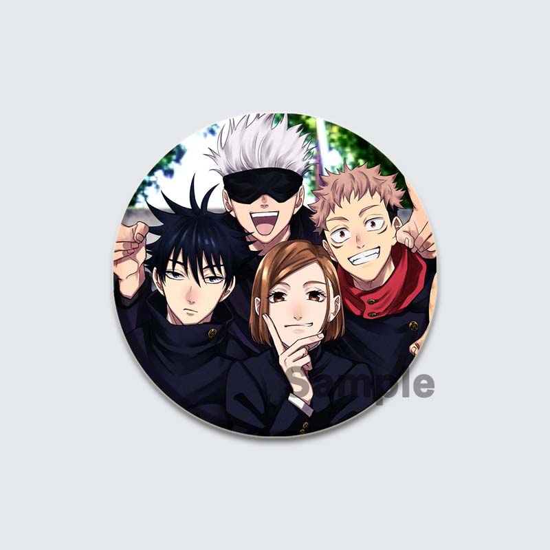 32/44/58mm Anime Jujutsu Kaisen Insigna Figura Gojo Satoru Yuji Itadori Desene animat rotund Ace lucrate manual DIY Rucsac Guler Brosa Accesorii