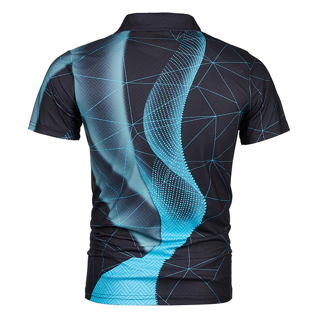 New Men's Summer Fashion Casual 3D Printing Tops Shirt Lapel Casual Short Sleeve Top