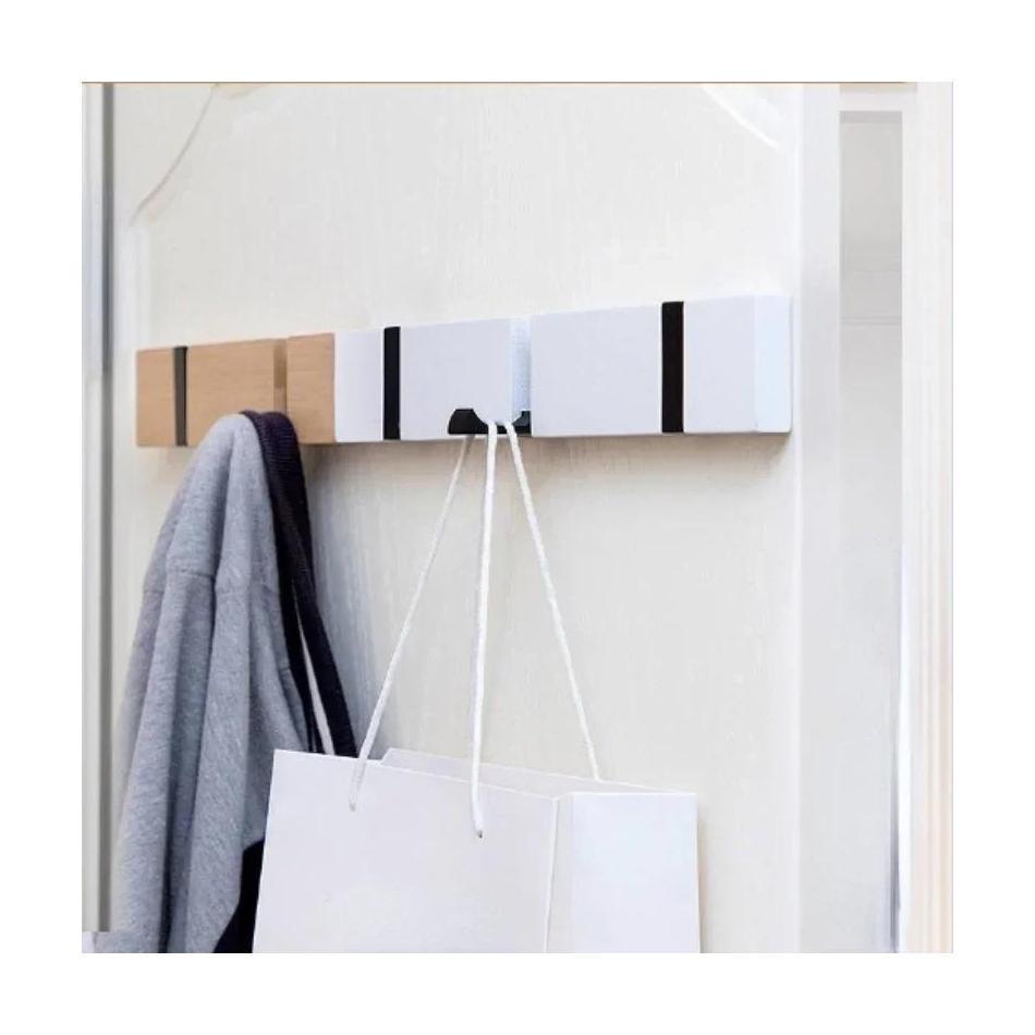 Living Room Coat Rack Hangers Household Items Creative Wooden Invisible Door Row Hook Foldable Clothes Bag Key Hanging Hook