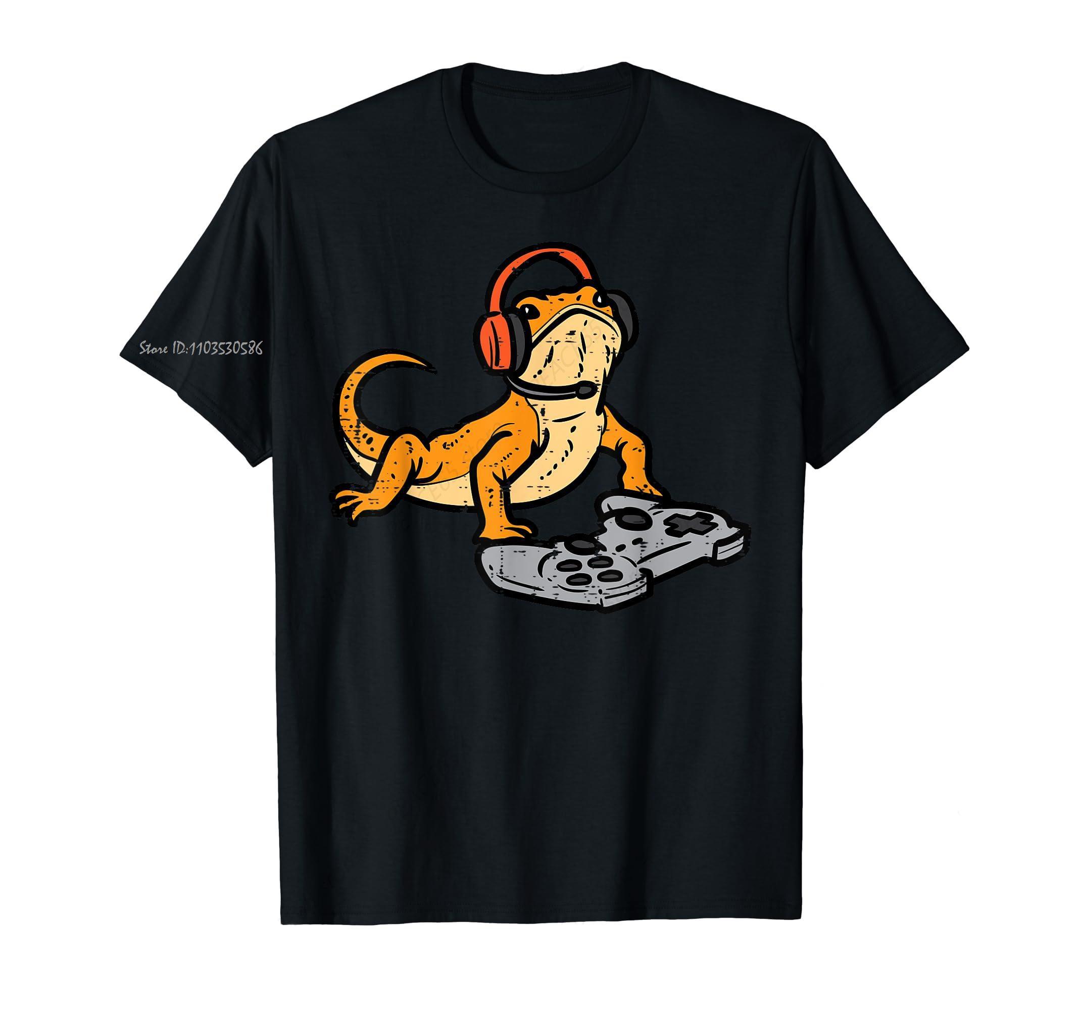 

Funny Animal Bearded Dragon Video Gaming Gamer Animal Cotton Tshirt Boys Kids Oversized T-shirt Men s Clothing Unisex Tops Te... S разноцветный