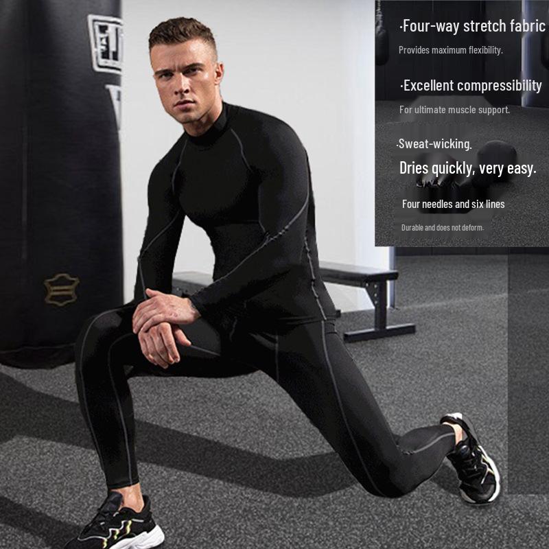 2025 Men's High-Neck Quick-Dry Training T-Shirt - Autumn/Winter Breathable, High-Elastic Fitness Wear